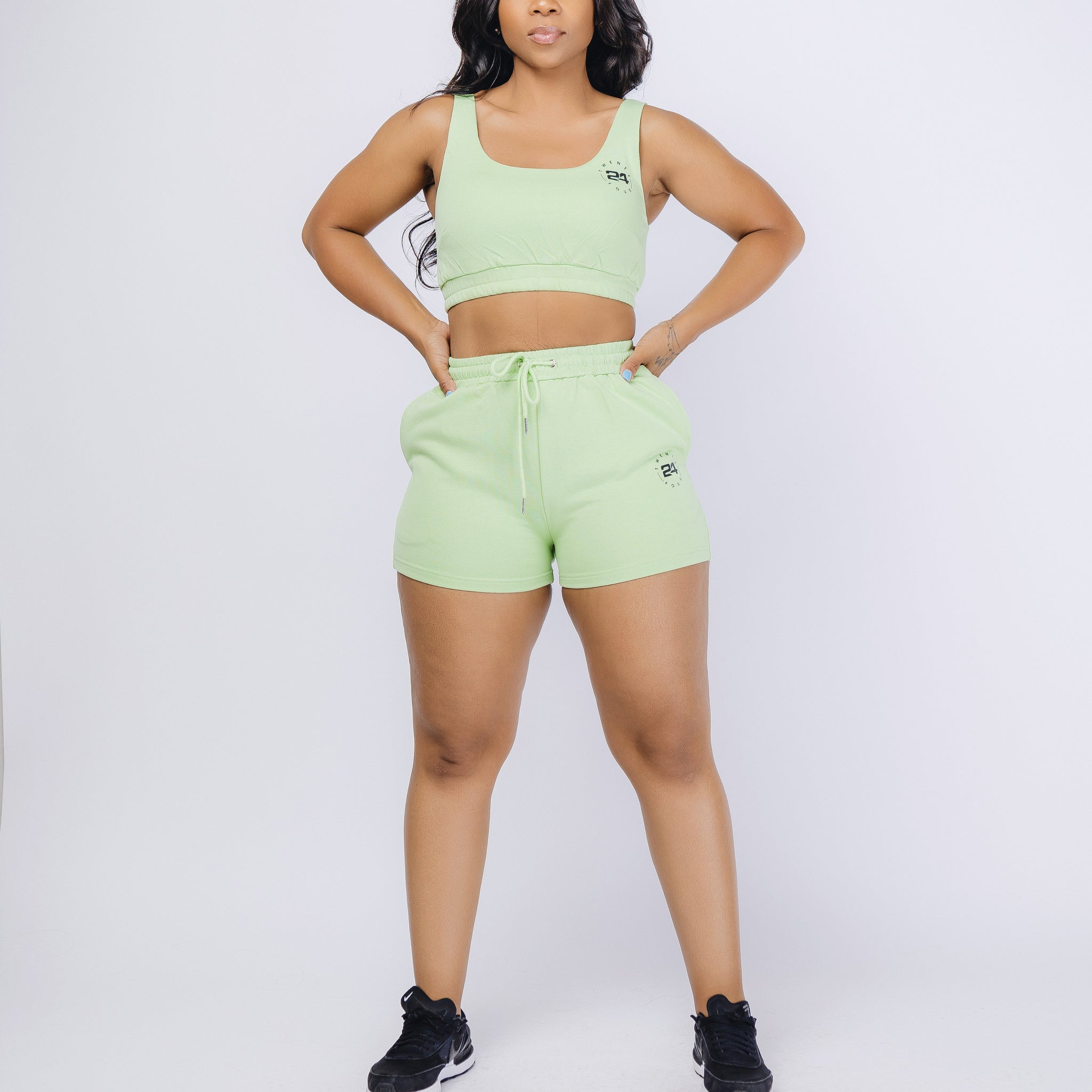 Cotton Terry Crop Shorts Set