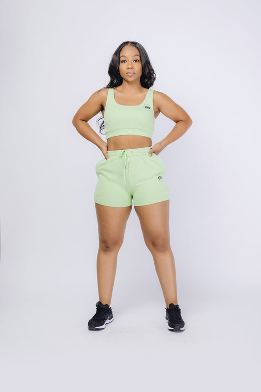 Cotton Terry Crop Shorts Set