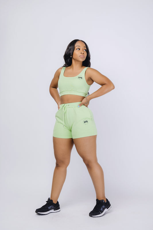 Cotton Terry Crop Shorts Set