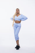 Terry Knit Women Joggers and Cropped Top Hoodie Set