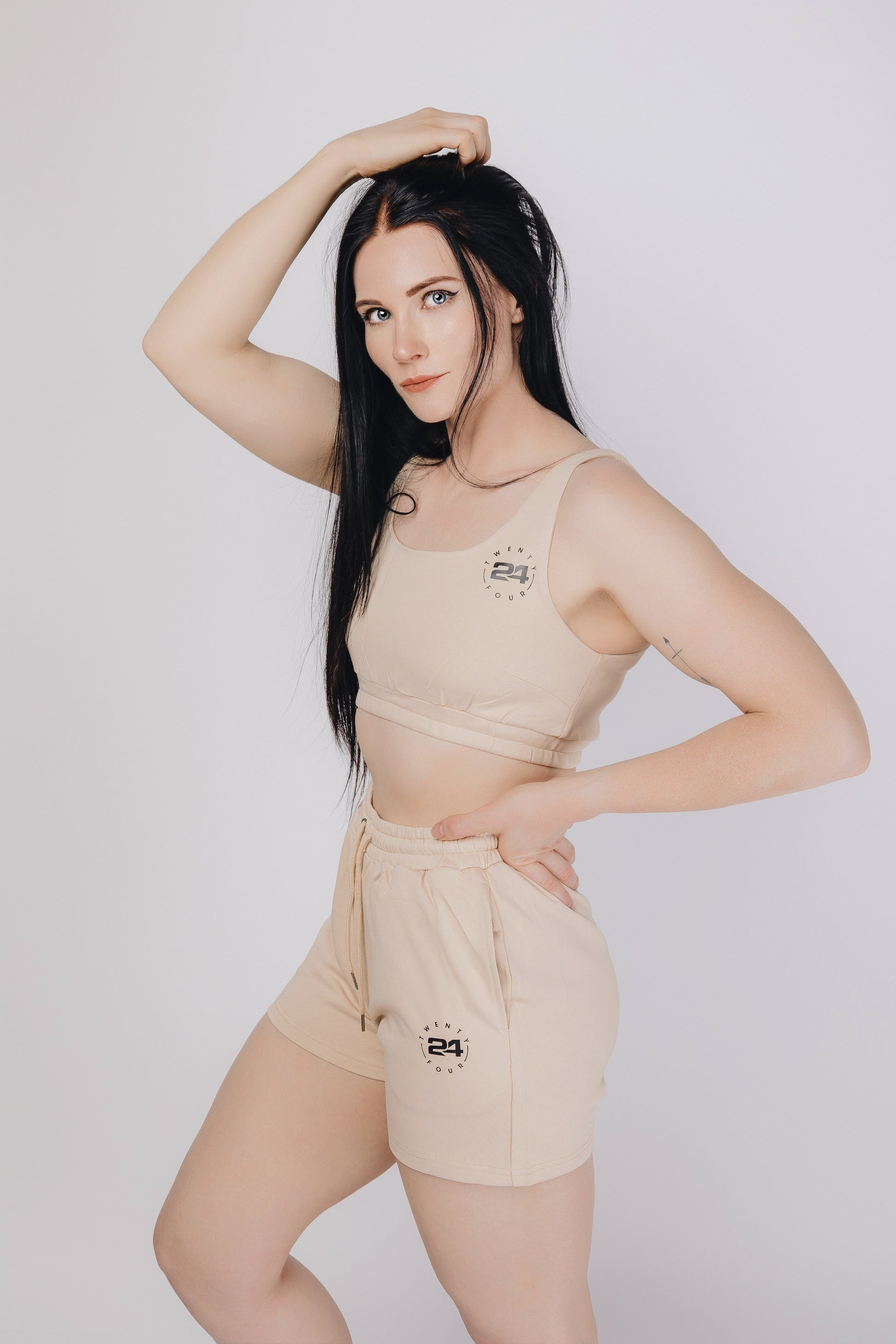 Cotton Terry Crop Shorts Set